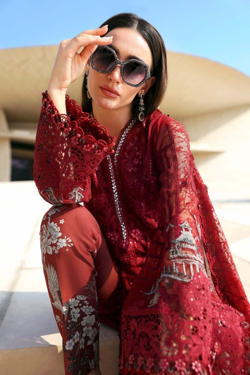 3 Piece Unstitched Embroidered Net Suit thumbnail