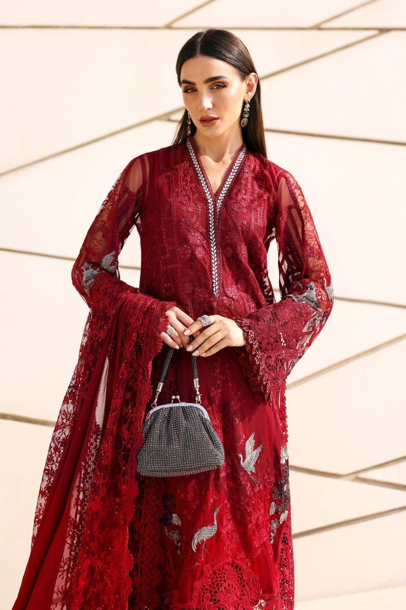 3 Piece Unstitched Embroidered Net Suit thumbnail