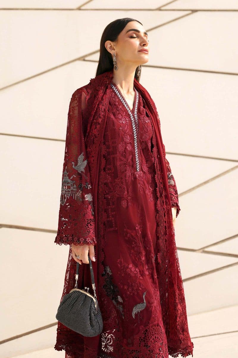 3 Piece Unstitched Embroidered Net Suit thumbnail