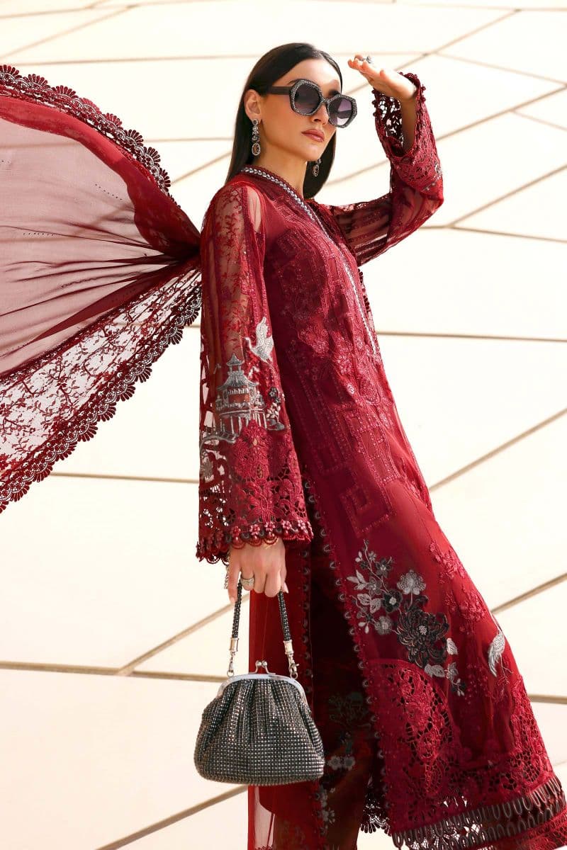 3 Piece Unstitched Embroidered Net Suit thumbnail