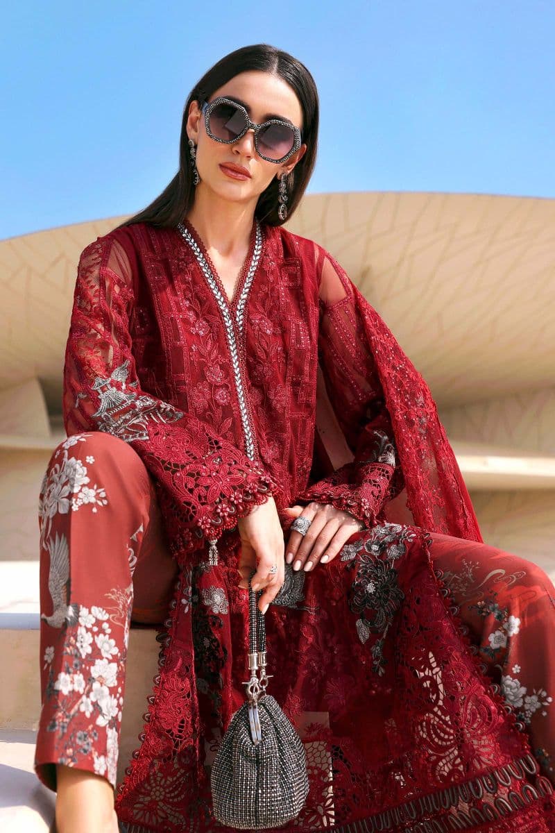 3 Piece Unstitched Embroidered Net Suit thumbnail