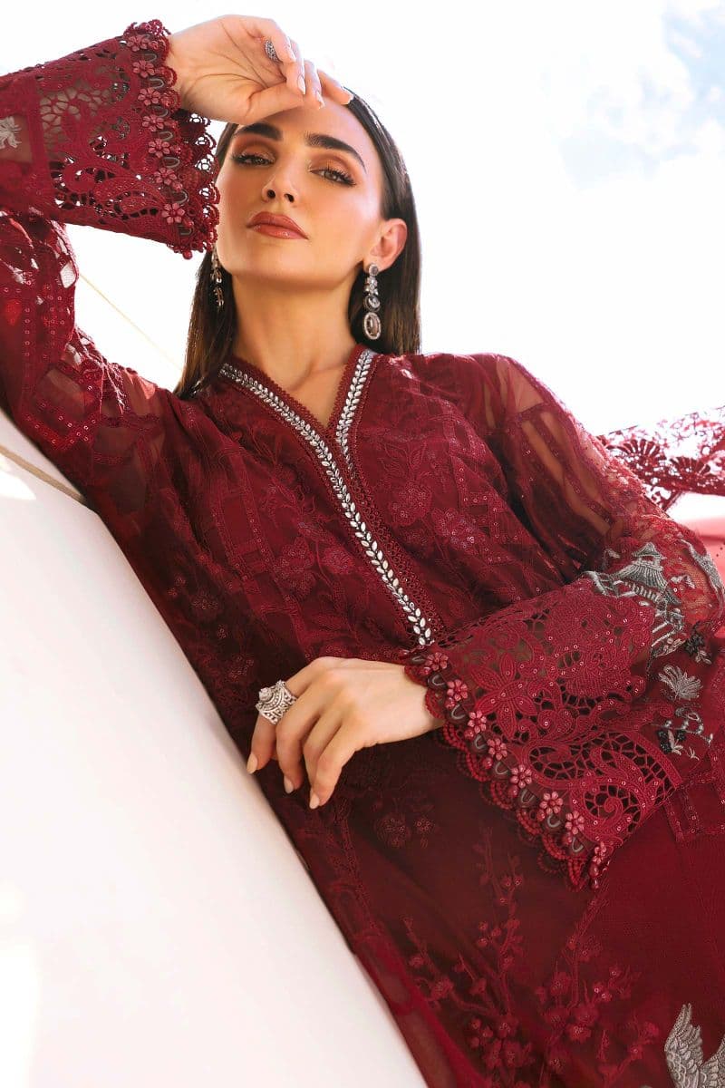 3 Piece Unstitched Embroidered Net Suit thumbnail