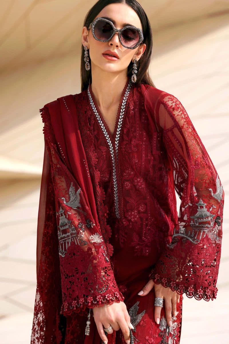 3 Piece Unstitched Embroidered Net Suit thumbnail