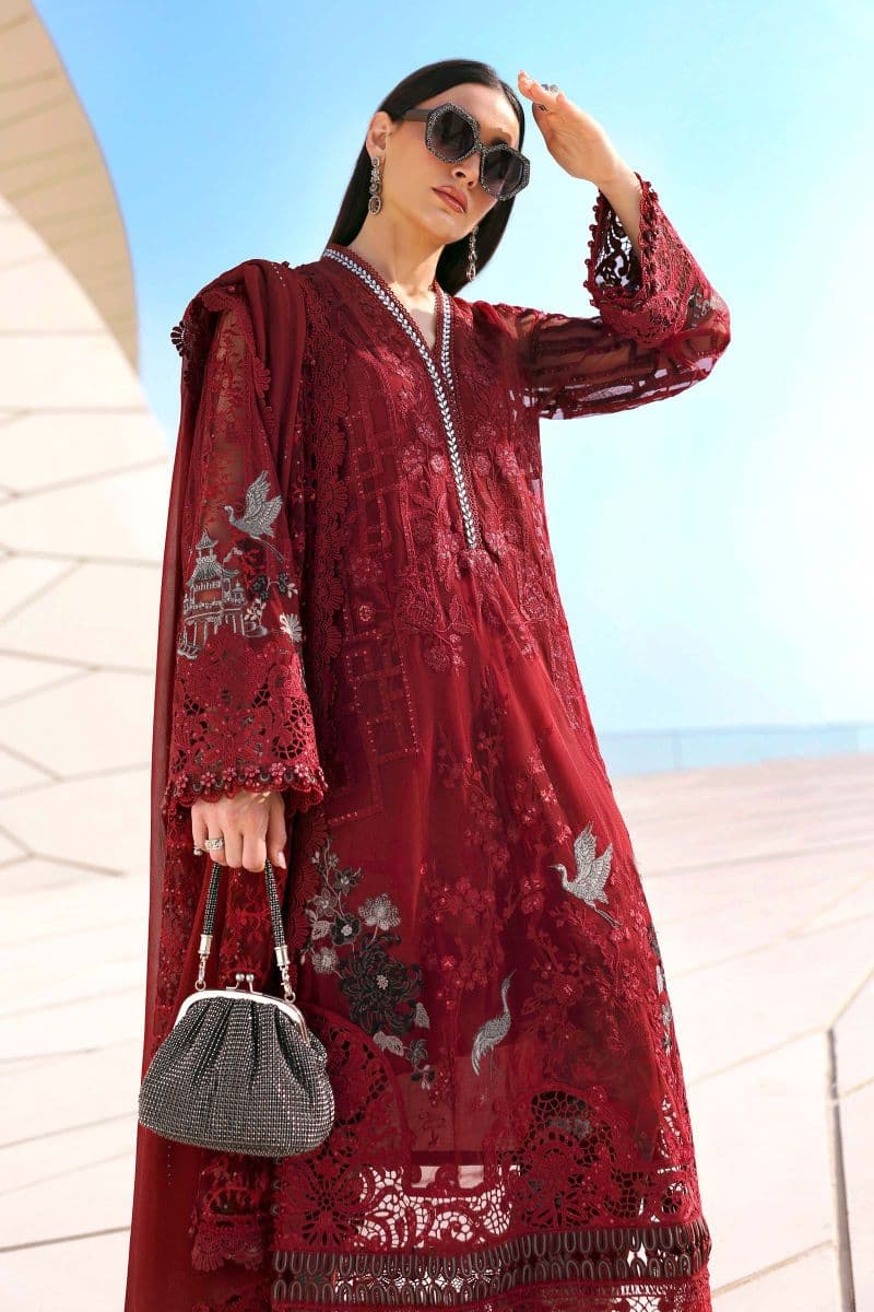 3 Piece Unstitched Embroidered Net Suit thumbnail