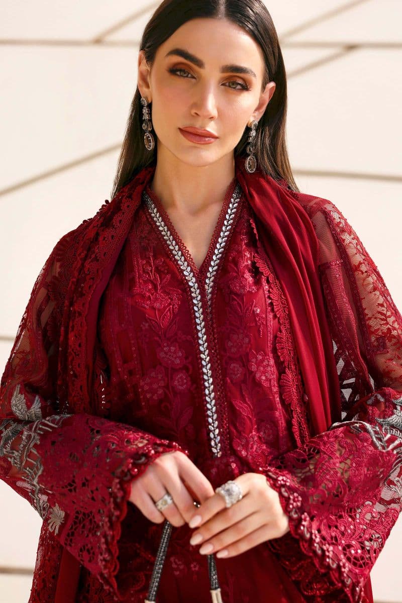 3 Piece Unstitched Embroidered Net Suit thumbnail