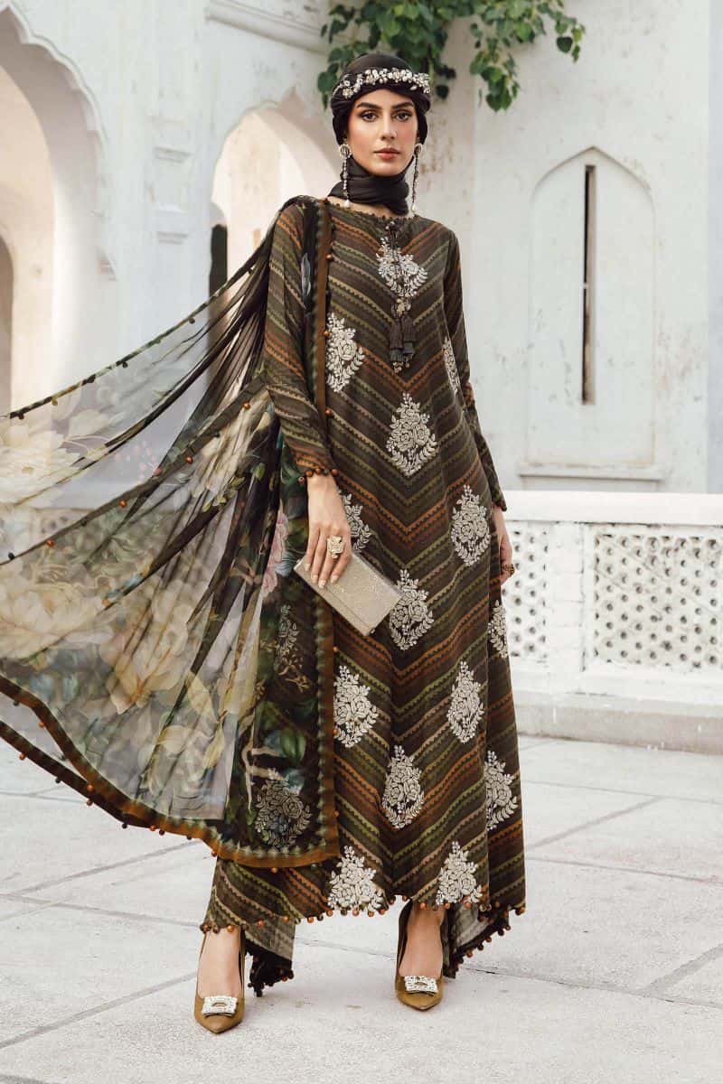 3 Piece Unstitched Embroidered Cambric Suit | MPT-2705-B