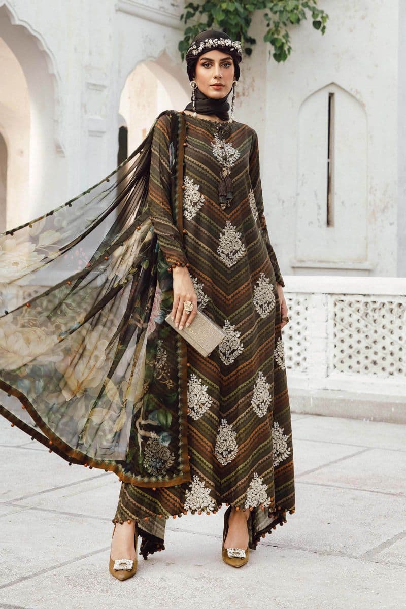 3 Piece Unstitched Embroidered Cambric Suit | MPT-2705-B thumbnail