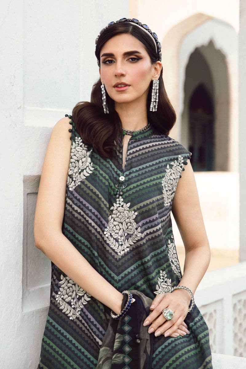 3 Piece Unstitched Embroidered Cambric Suit | MPT-2705-A thumbnail