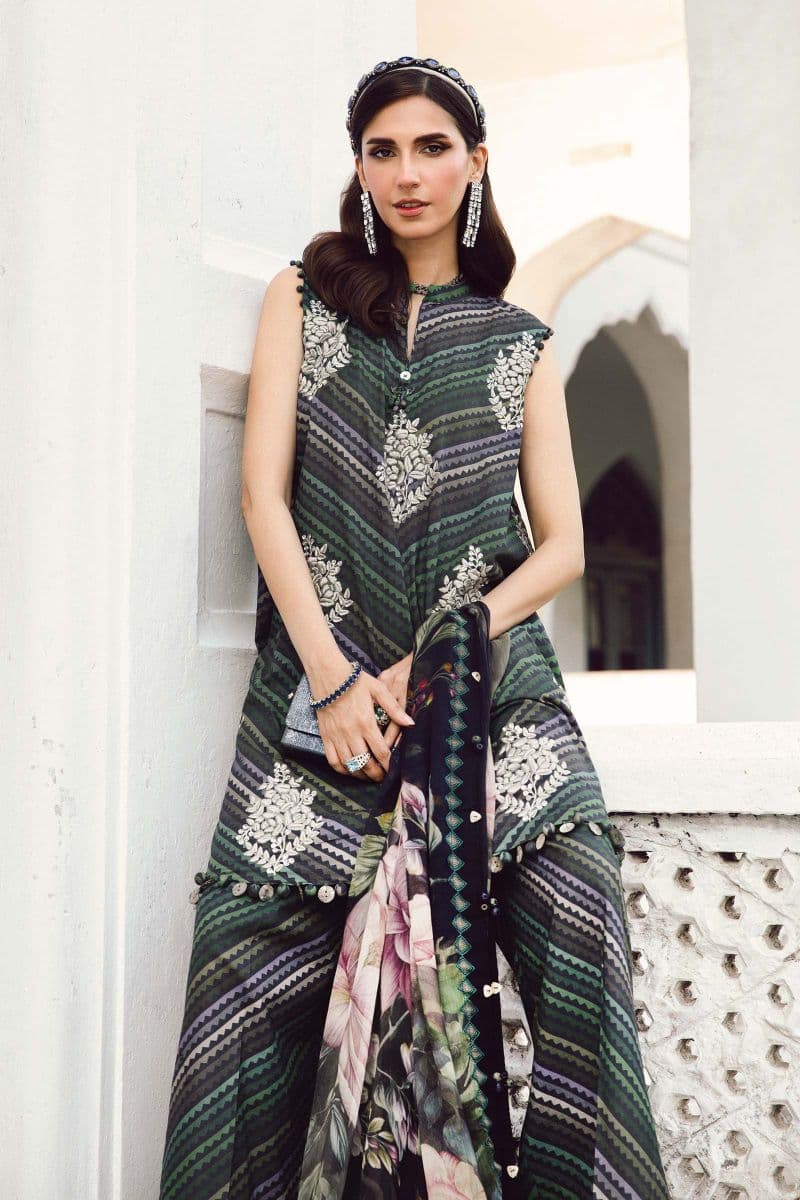 3 Piece Unstitched Embroidered Cambric Suit | MPT-2705-A thumbnail