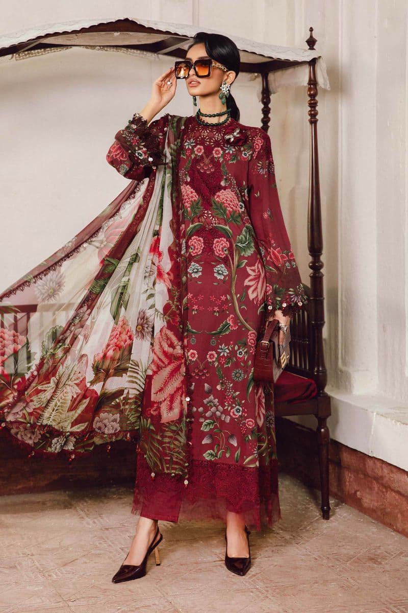3 Piece Unstitched Embroidered Cambric Suit | MPT-2709-A thumbnail