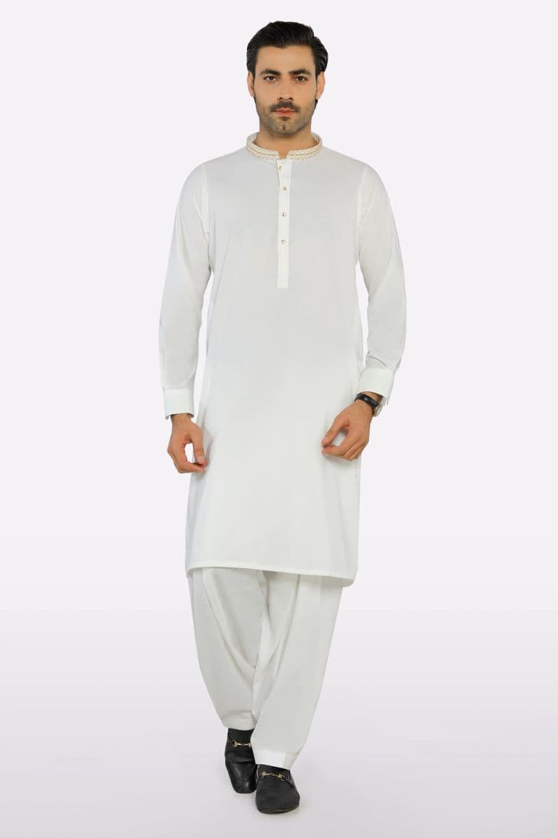 Off White Wash & Wear Shalwar Kameez thumbnail