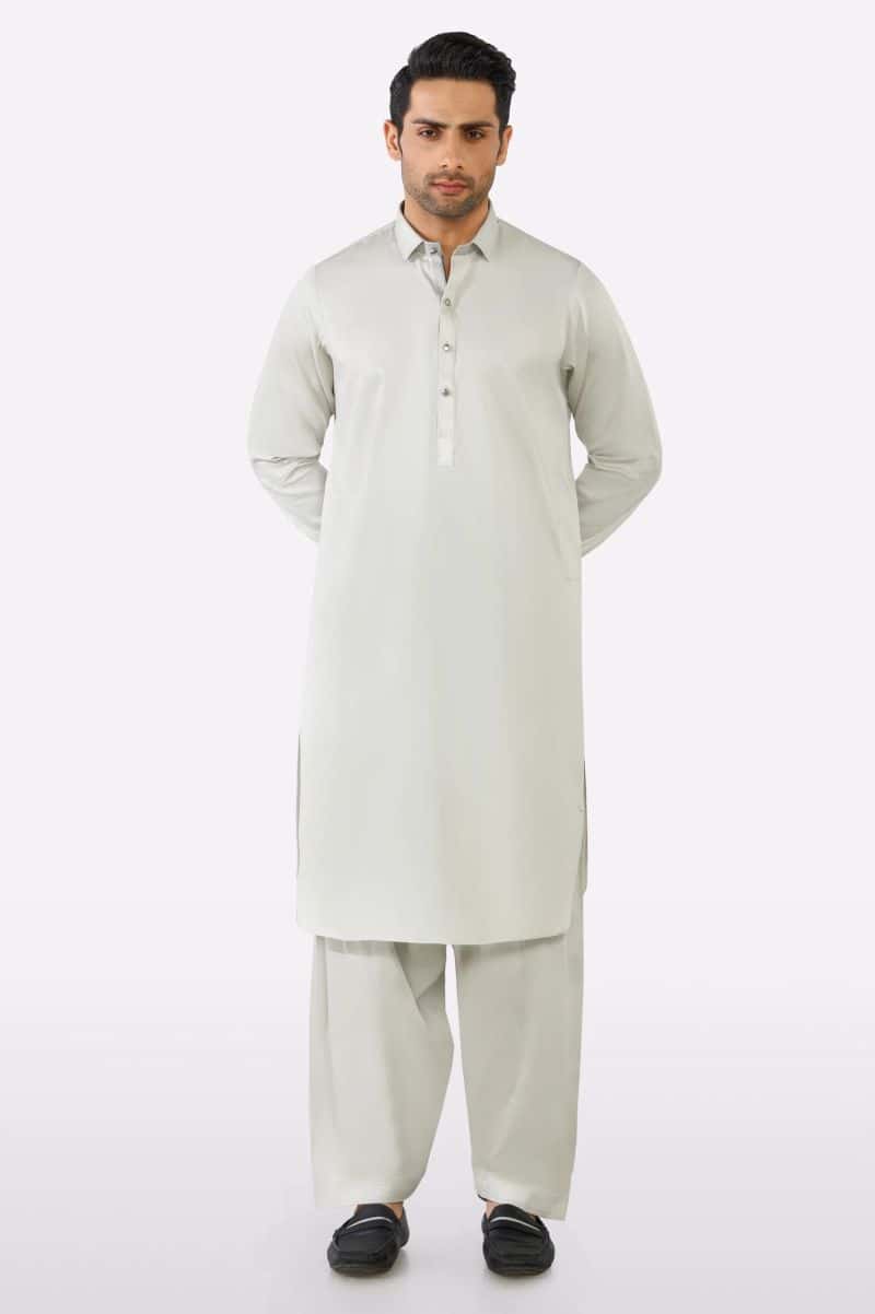 Light Grey Cotton Shalwar Kameez - alternate view