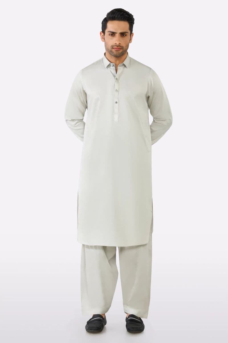 Light Grey Cotton Shalwar Kameez thumbnail