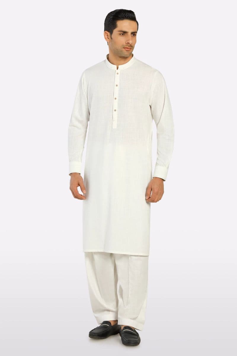 Off White Wash & Wear Shalwar Kameez thumbnail