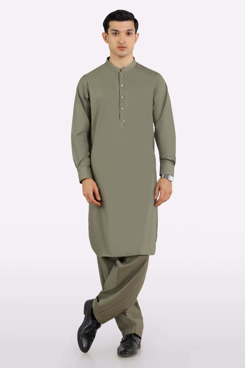 Beige Wash & Wear Shalwar Kameez - alternate view