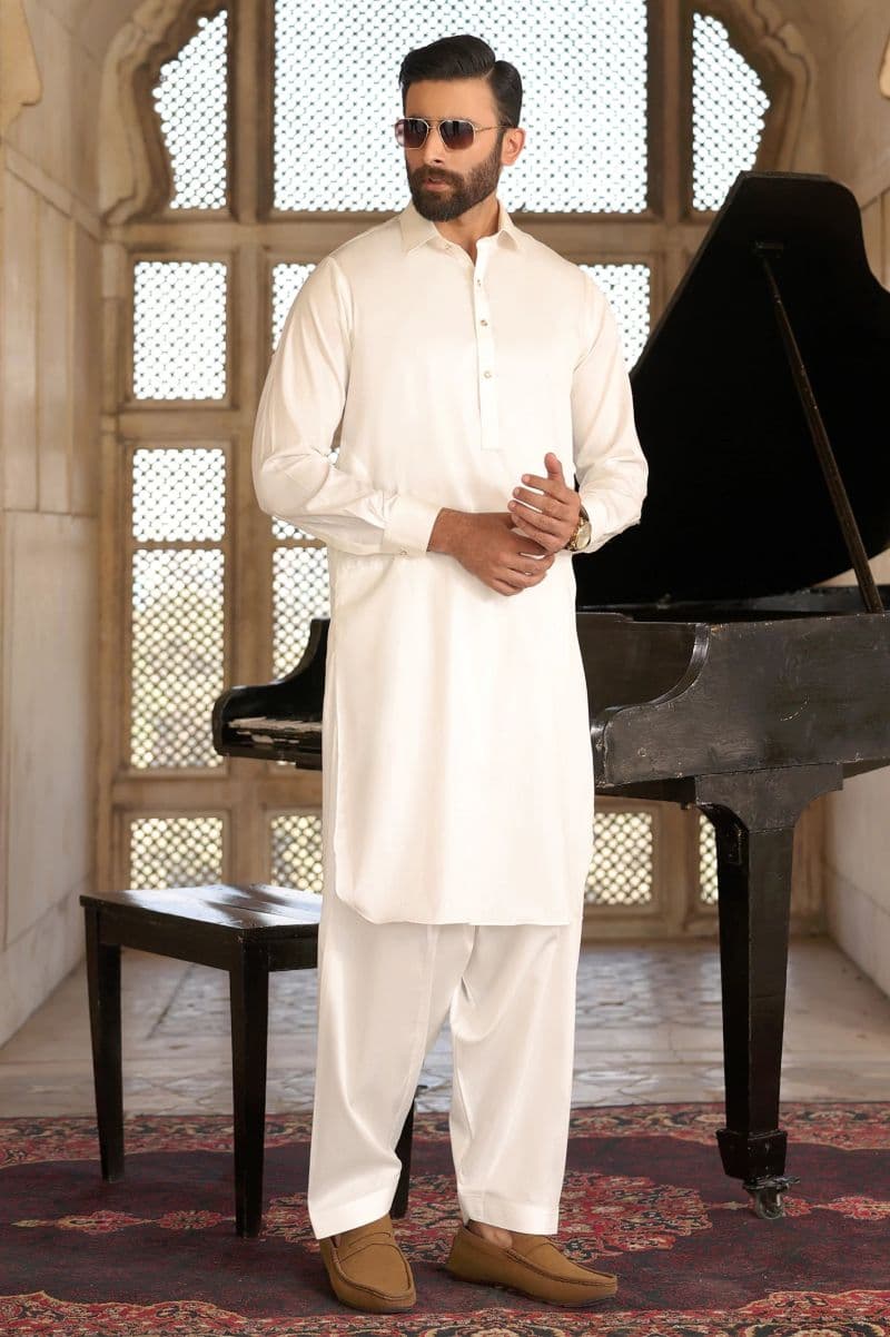 Off White Cotton Shalwar Kameez thumbnail