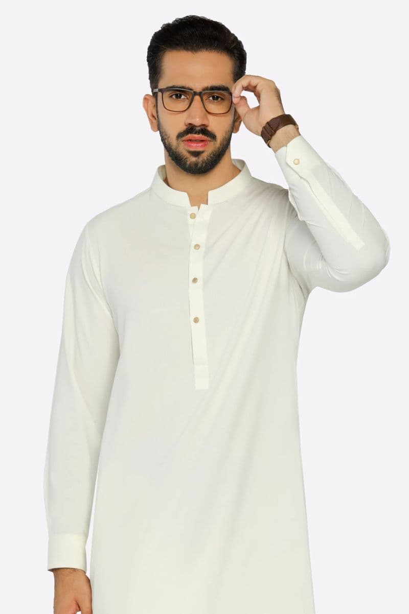 Off White Wash & Wear Shalwar Kameez thumbnail