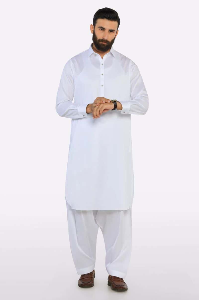 White Cotton Shalwar Kameez - alternate view