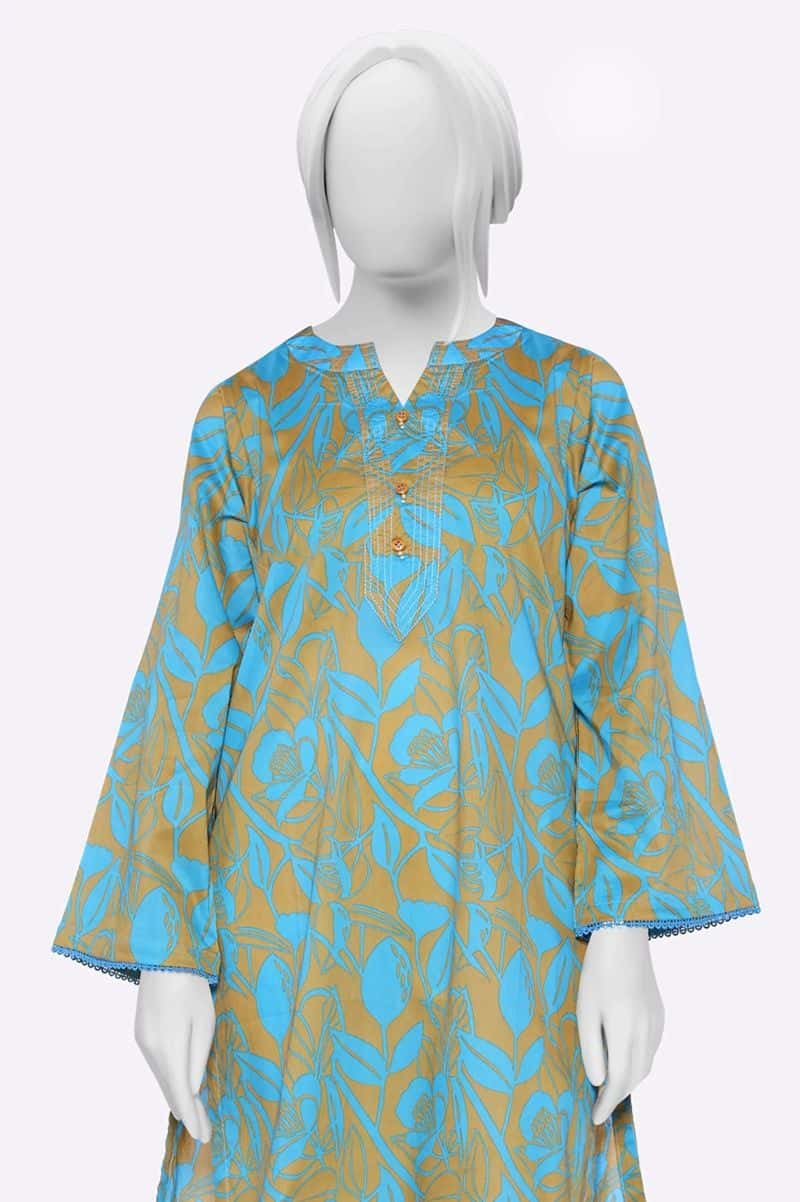 Cambric Blue Printed Kurti - alternate view