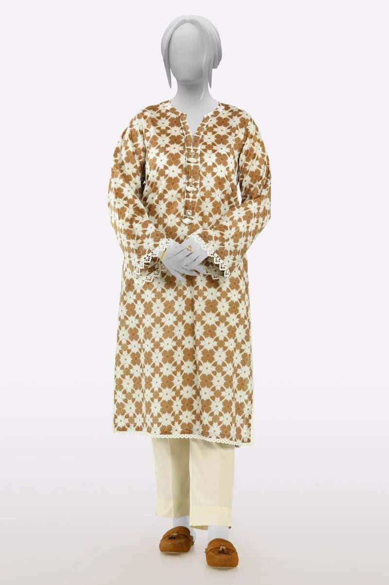 Cambric White Printed Kurti