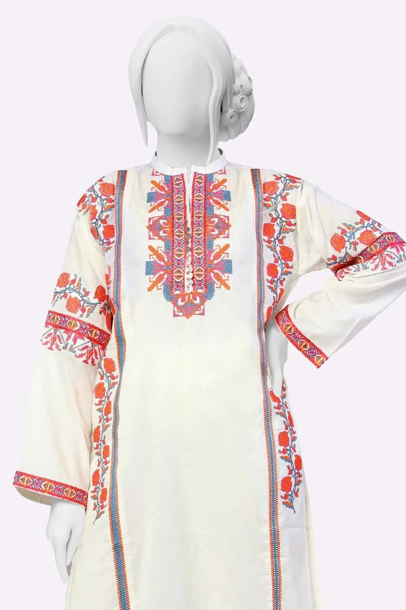 White Embroidered Kurti - alternate view