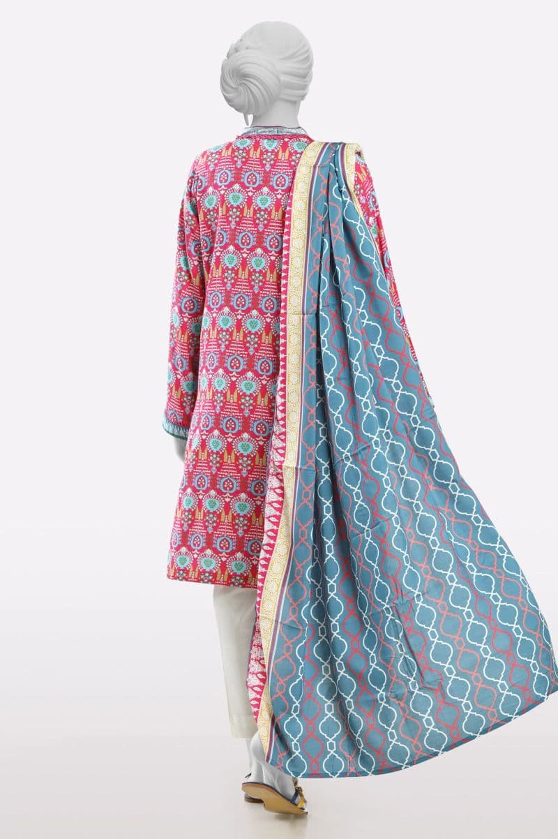 Pink Printed Kurti With Dupatta thumbnail