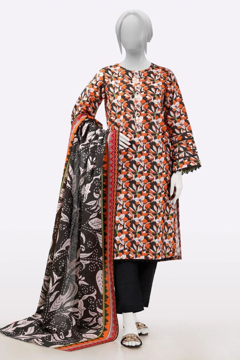 Khaddar Orange Printed 3PC thumbnail