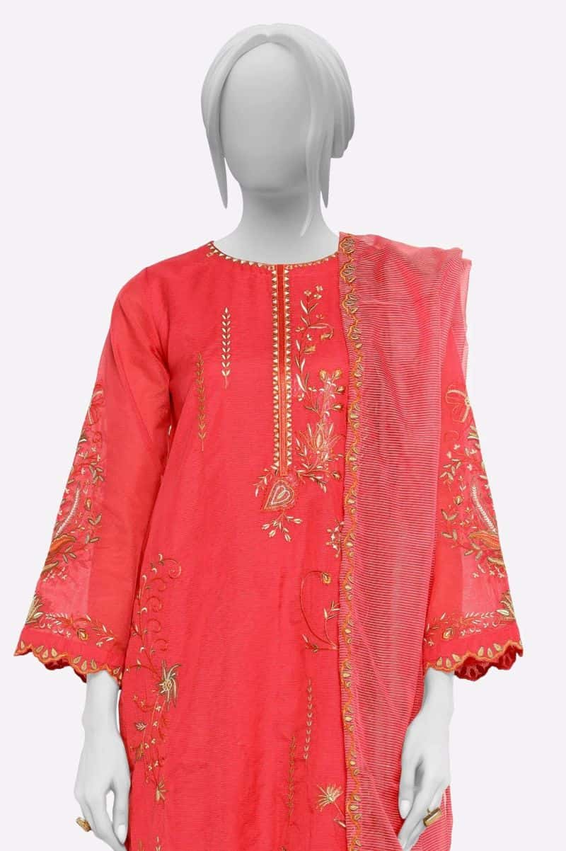 Red Embroidered 3PC - alternate view