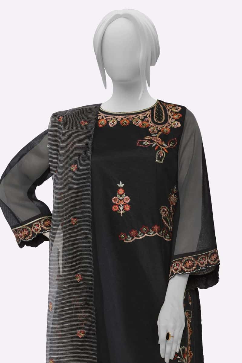 Karandi Black Embroidered 3PC - alternate view