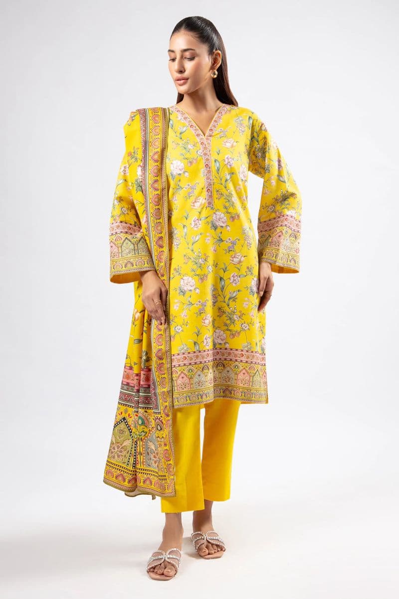 Printed Khaddar-Yellow 3PC thumbnail