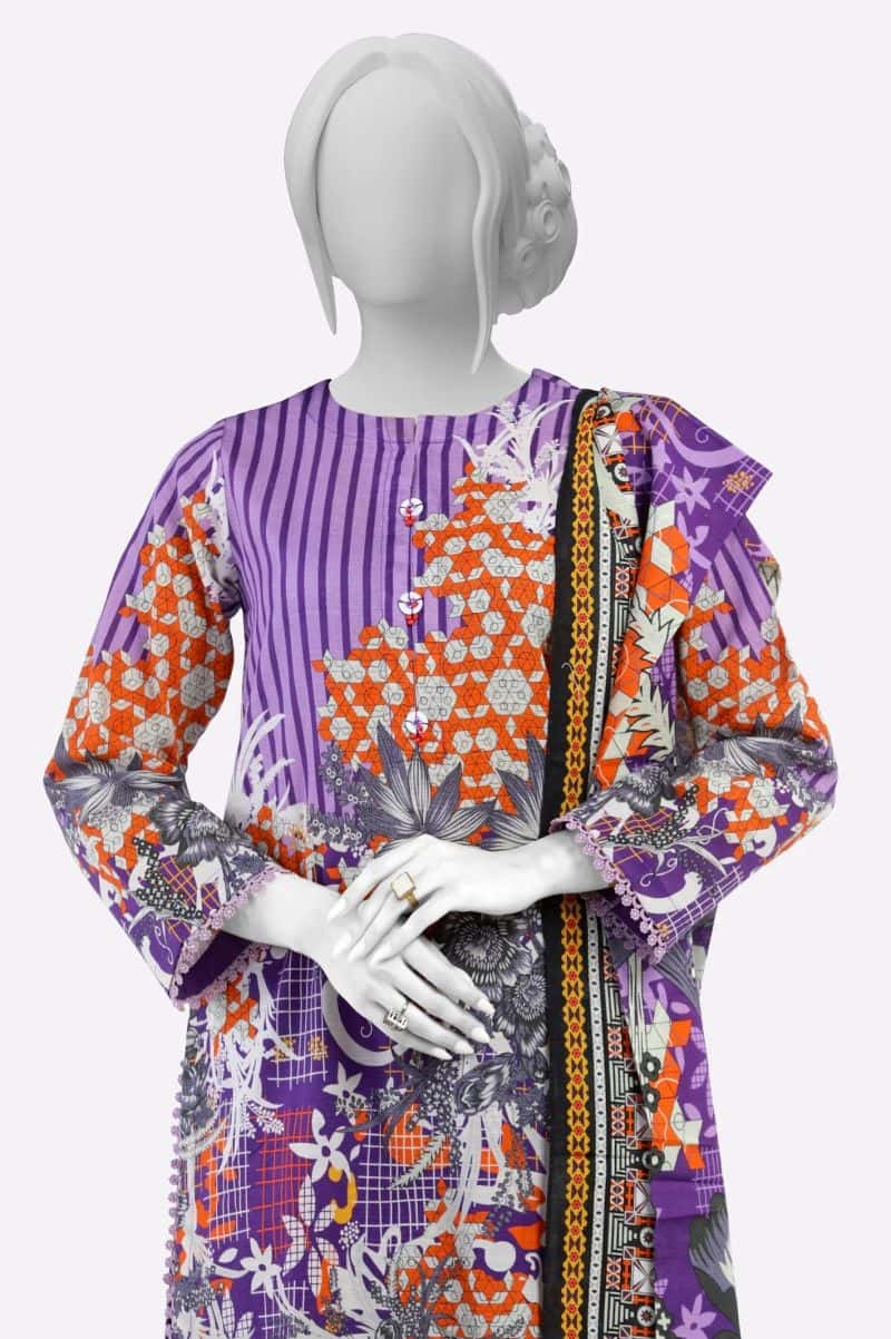Khaddar Purple Printed 3PC - alternate view