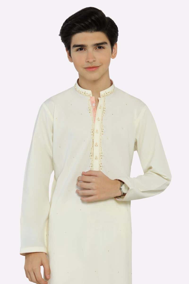 Cream Boys Kurta Pajama - alternate view