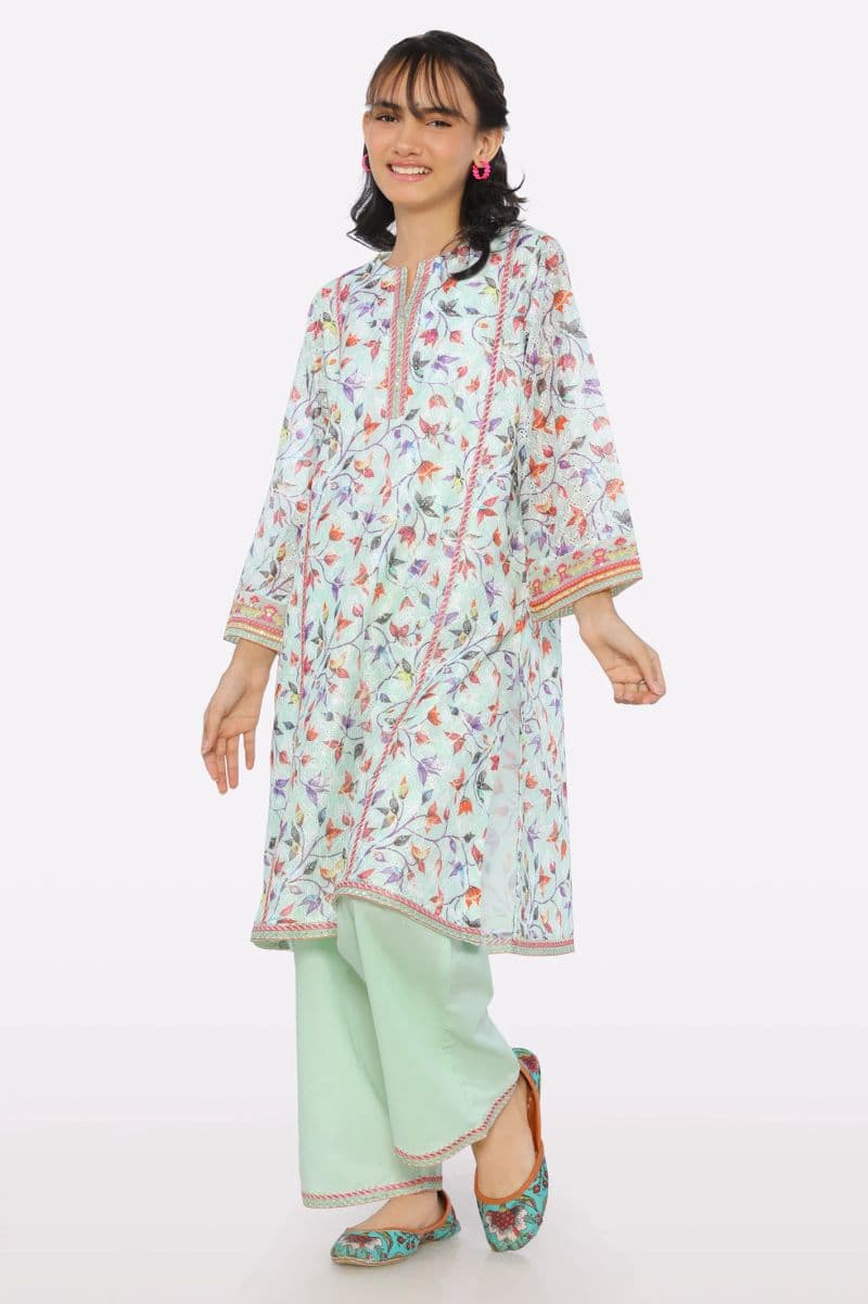 Green Embroidered Girls 2PC thumbnail
