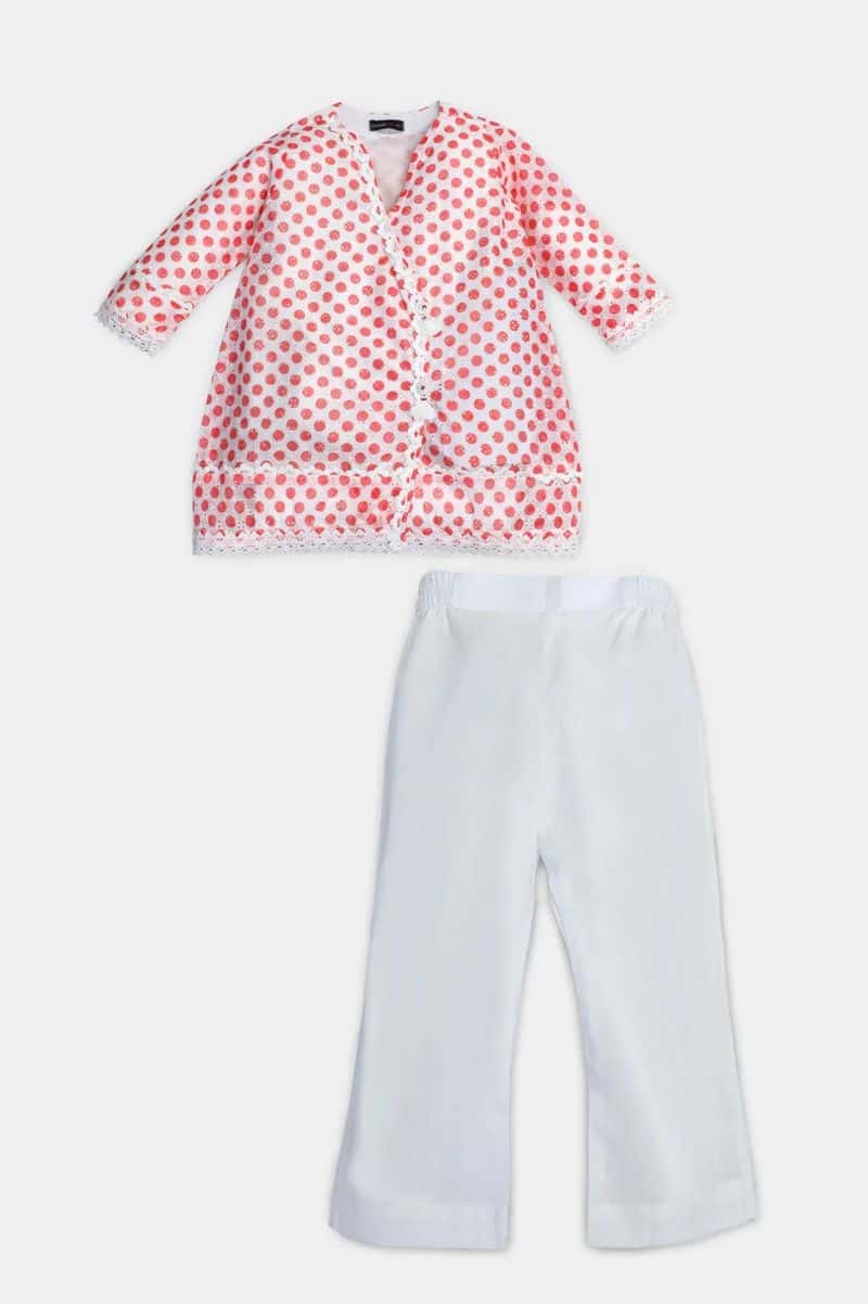 White Printed Girls 2PC