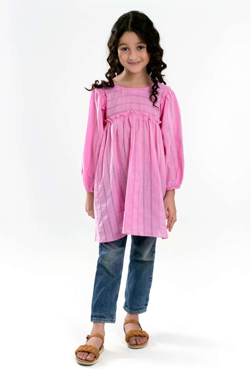 Pink Stylised Girls Kurti