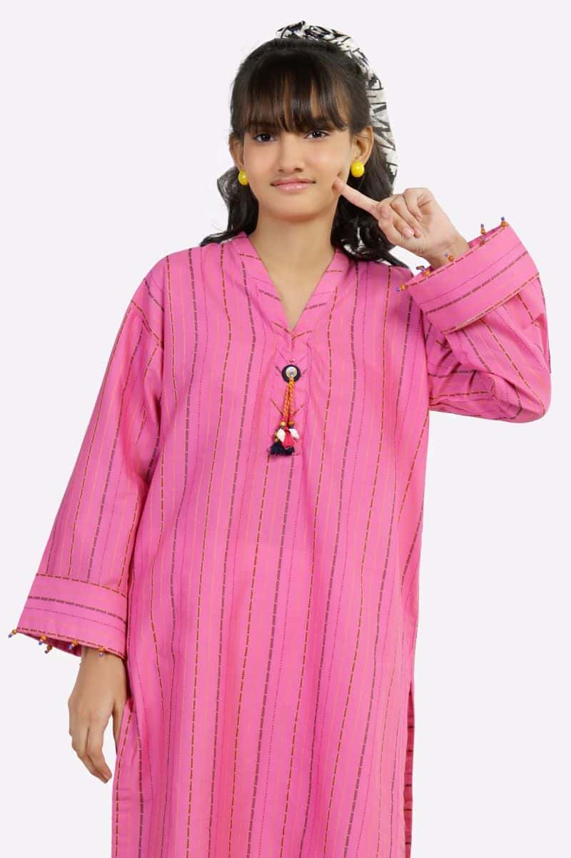 Pink Stylised Teens Kurti - alternate view