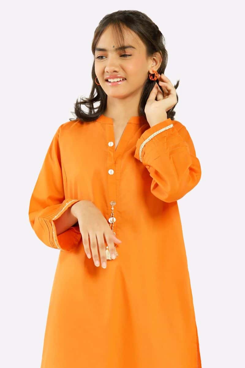 Orange Stylised Teens Kurti - alternate view
