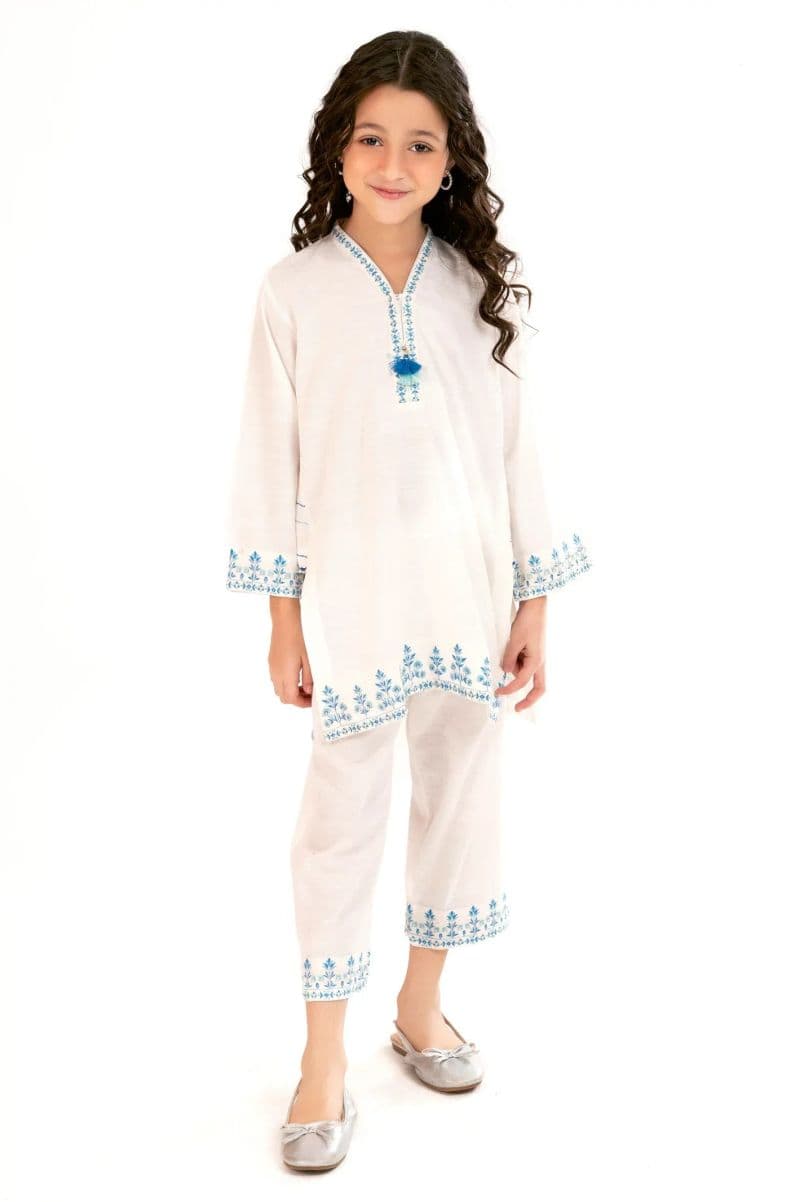 Embroidered Khaddar-White Girls 2PC thumbnail