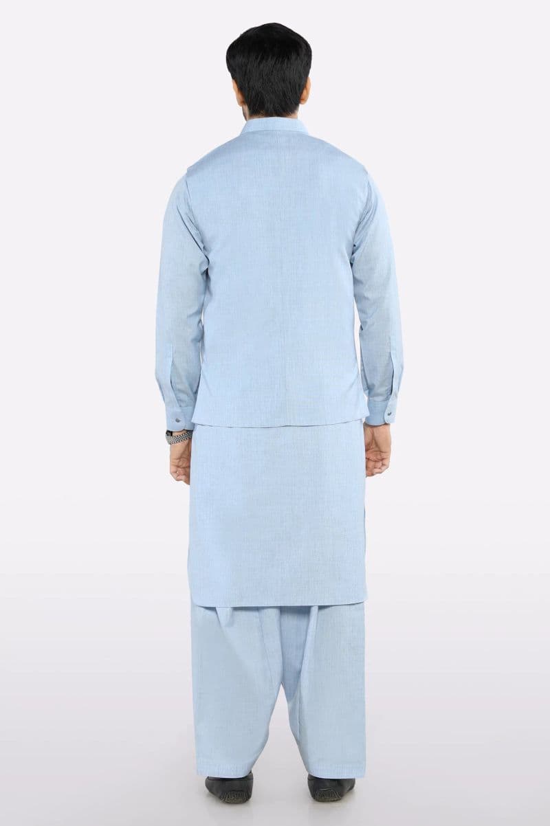 Sky Blue Shalwar Kameez with Waistcoat thumbnail