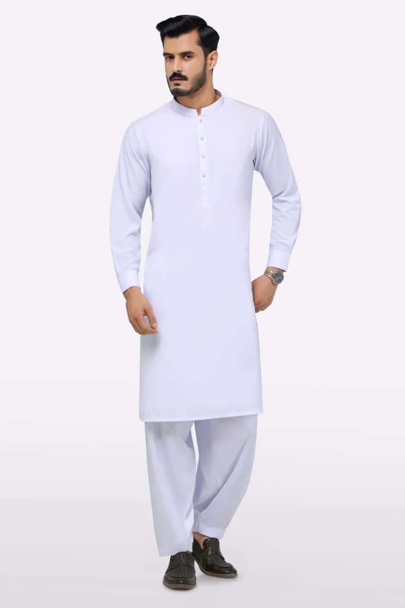 White Wash & Wear Shalwar Kameez - alternate view