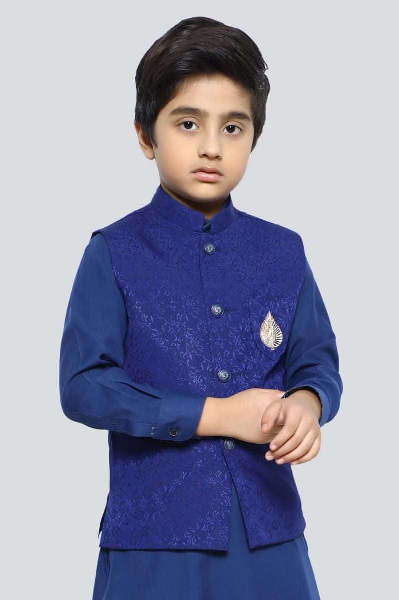 Boys Royal Blue Waist Coat - alternate view
