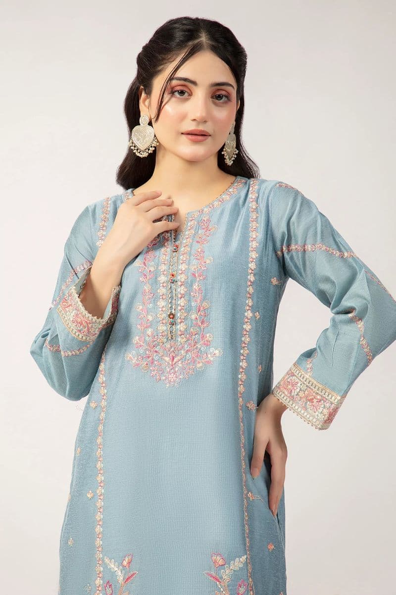 Light Blue Embroidered Kurti thumbnail