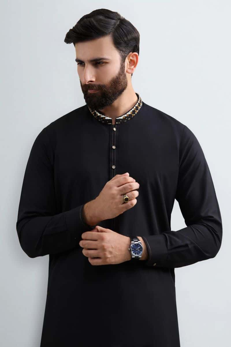 Black Wash & Wear Shalwar Kameez