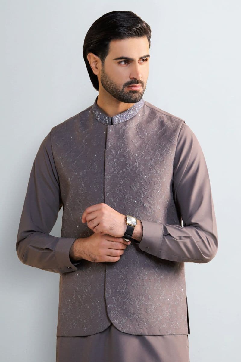 Grey Kurta Pajama with Waistcoat thumbnail