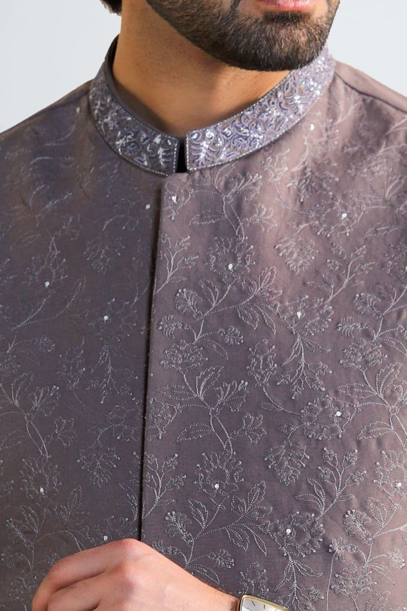 Grey Kurta Pajama with Waistcoat thumbnail