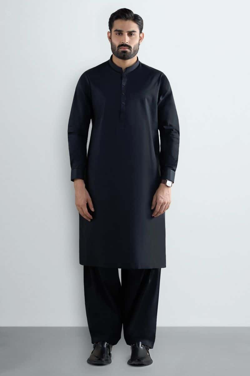 Black Cotton Shalwar Kameez - alternate view