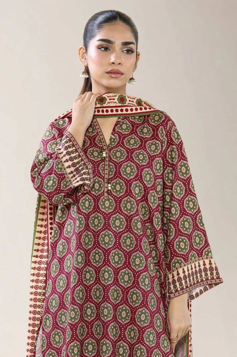 Printed Viscose-Red 3PC thumbnail