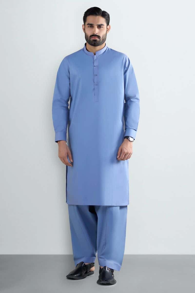 Blue Cotton Shalwar Kameez - alternate view