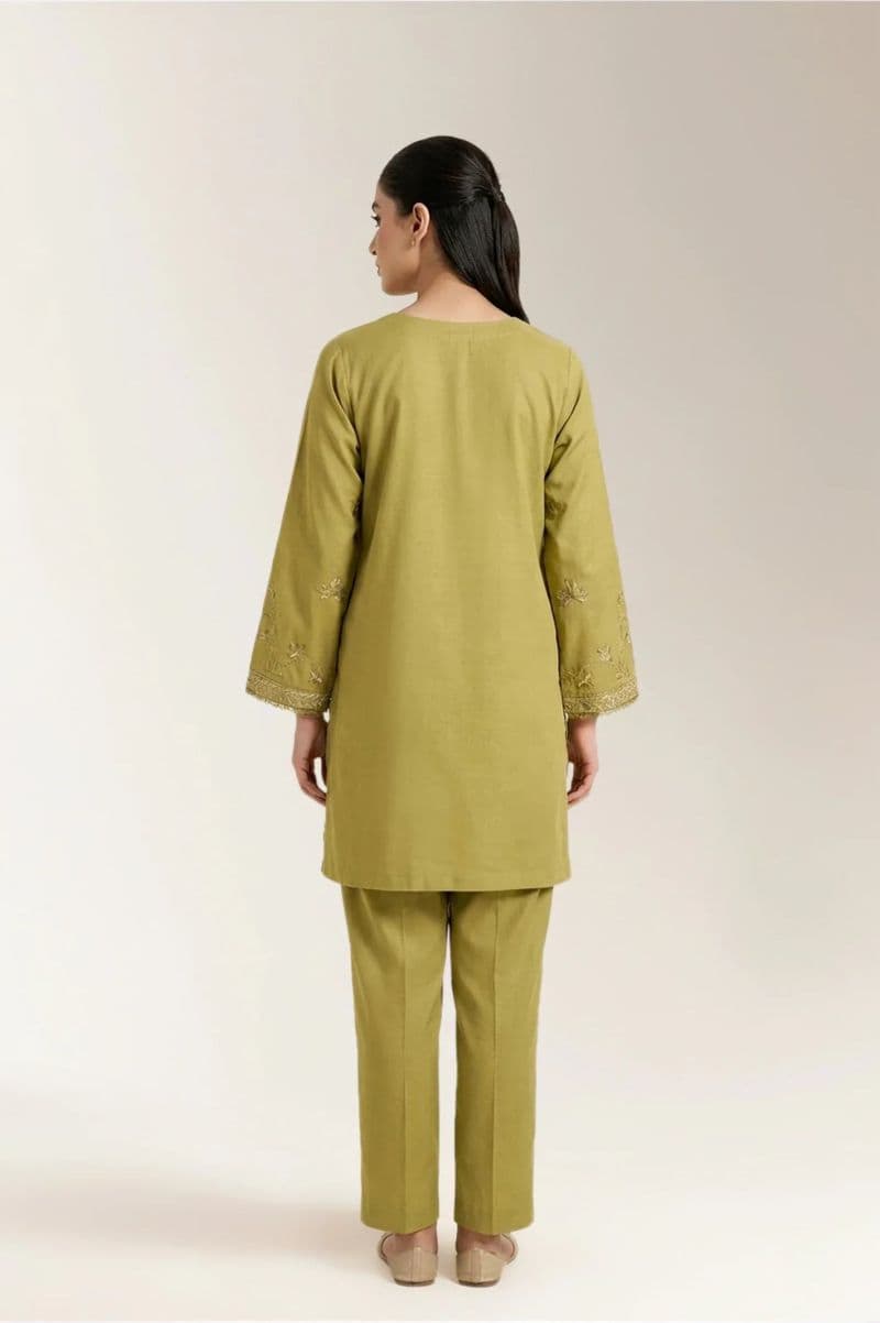 Embroidered Khaddar-Olive Green 2PC thumbnail