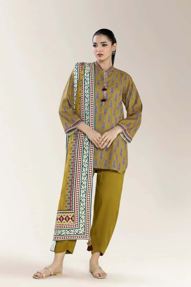 Printed Viscose-Mustard 3Pc